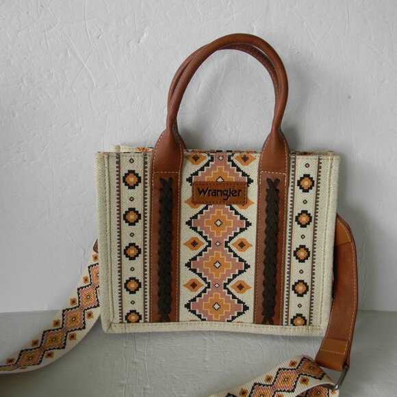 EUC Wrangler Tote Crossbody Aztec Purse Coffee Brown Southwestern Bag COWGIRL - Picture 1 of 10